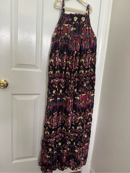 Anthropologie Dresses & Skirts - Anthropologie Black Maxi Dress with Pink, Teal & Cream Floral Print